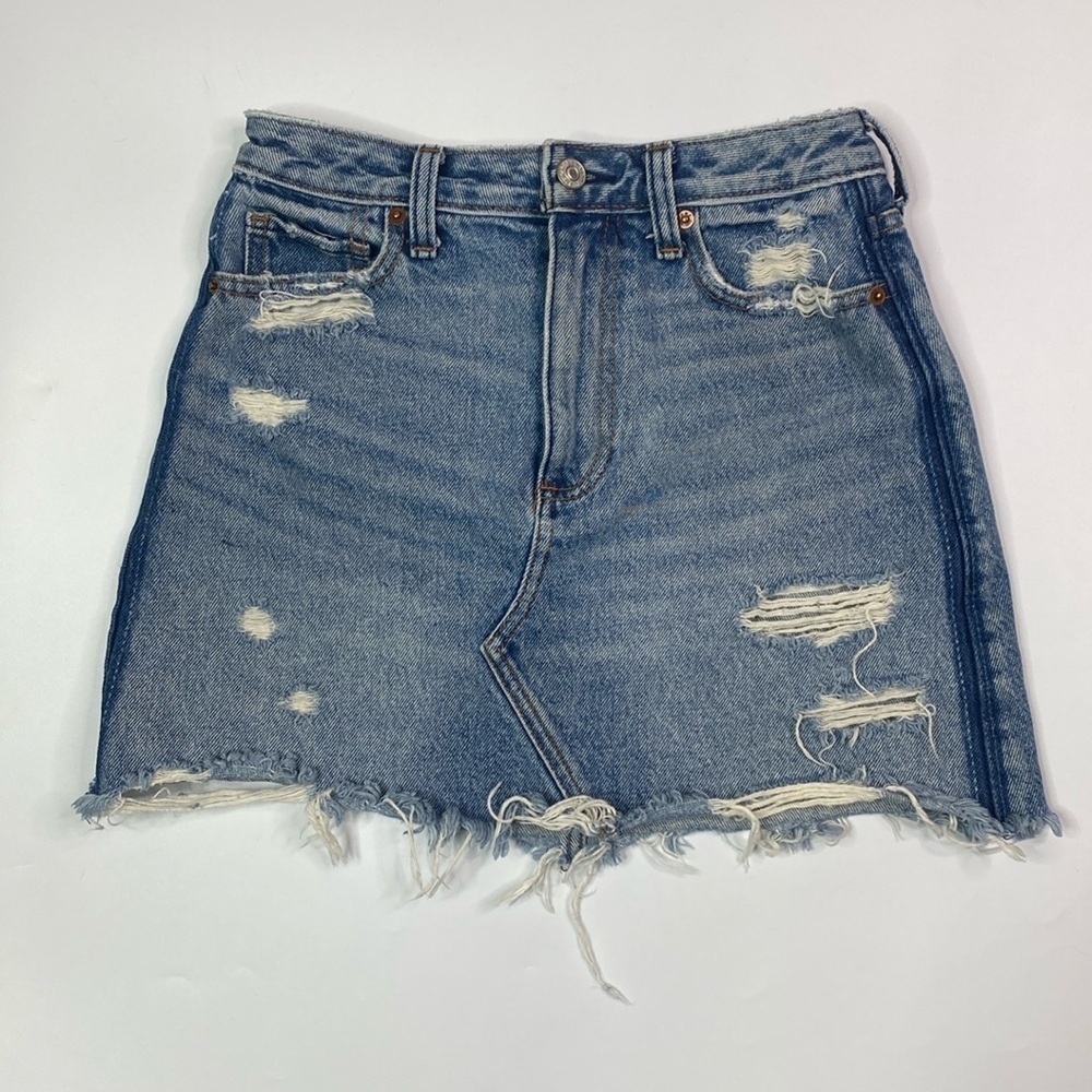 Abercrombie & Fitch Denim Raw Hem Jean Skirt Size 25/0
